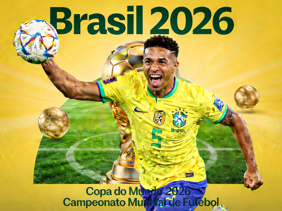 巴西国家队2026世界杯官方宣传图片 - 黄色球衣与五星标志